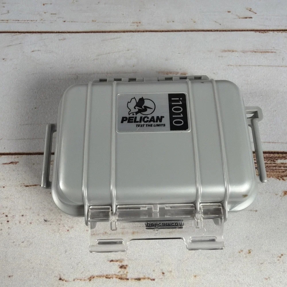 Pelican i1010 Silver Micro Case Waterproof iPod Hard Case w/ Aux Jack Used